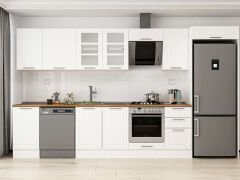 Alvinka 380X222 Cm Klasik Mebran Mutfak Dolabı Mb-E90S45S45-3 Mebran | Beyaz - Mdf