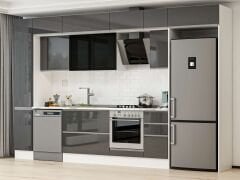 Alvinka 360X240 Cm High Gloss Mutfak Dolabı Mbb-E80B40S40-3 High Gloss | Antrasit - Suntalam