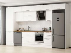 Alvinka 385X240 Cm Klasik Mebran Mutfak Dolabı Mbb-E80B60S45-2 Mebran | Beyaz - Mdf