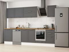 Alvinka 320X210 Cm Klasik Mebran Mutfak Dolabı M-E90S60S50-2 Mebran | Antrasit - Suntalam