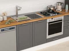 Alvinka 320X210 Cm Klasik Mebran Mutfak Dolabı M-E90S60S50-2 Mebran | Antrasit - Suntalam