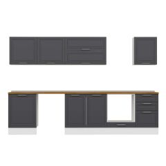 Alvinka 320X210 Cm Klasik Mebran Mutfak Dolabı M-E90S60S50-2 Mebran | Antrasit - Suntalam