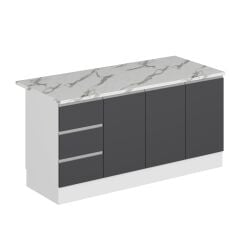 Alvinka 180 Cm Hg_J Ada Mutfak Dolabı Beyaz Antrasit