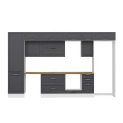 Alvinka 385X240 Cm Klasik Mebran Mutfak Dolabı Mbb-E80B60S45-2 Mebran | Antrasit - Mdf