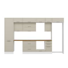 Alvinka 385X240 Cm Klasik Mebran Mutfak Dolabı Mbb-E80B60S45-2 Mebran | Kumtaşı - Mdf