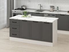 Alvinka 180 Cm Mbr_A Ada Mutfak Dolabı Beyaz Antrasit