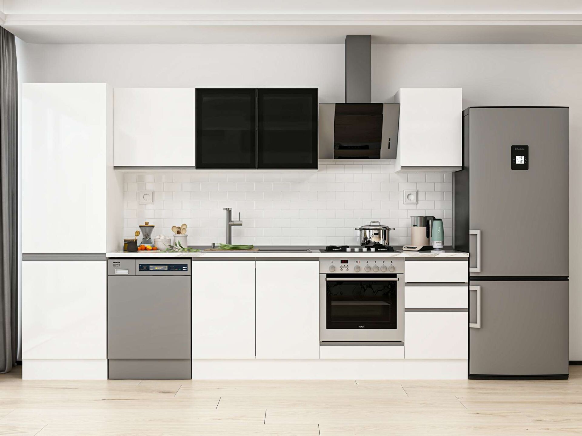 Alvinka 315X210 Cm High Gloss Mutfak Dolabı Mb-E90B60S45-3 High Gloss | Beyaz - Mdf