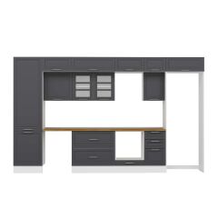 Alvinka 385X240 Cm Klasik Mebran Mutfak Dolabı Mbb-E80B60S45-3 Mebran | Antrasit - Suntalam