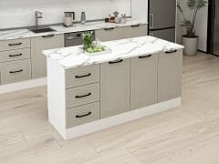 Alvinka 180 Cm Mbr_A Ada Mutfak Dolabı Beyaz Kumtaşı