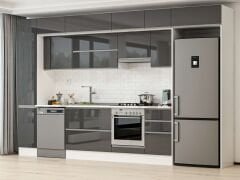 Alvinka 365X240 Cm High Gloss Mutfak Dolabı Mbb-E80B40S45-1 High Gloss | Antrasit - Mdf