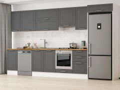 Alvinka 385X222 Cm Klasik Mebran Mutfak Dolabı Mb-E90S45S50-1 Mebran | Antrasit - Mdf