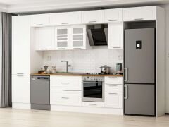 Alvinka 385X240 Cm Klasik Mebran Mutfak Dolabı Mbb-E80B60S45-3 Mebran | Beyaz - Mdf