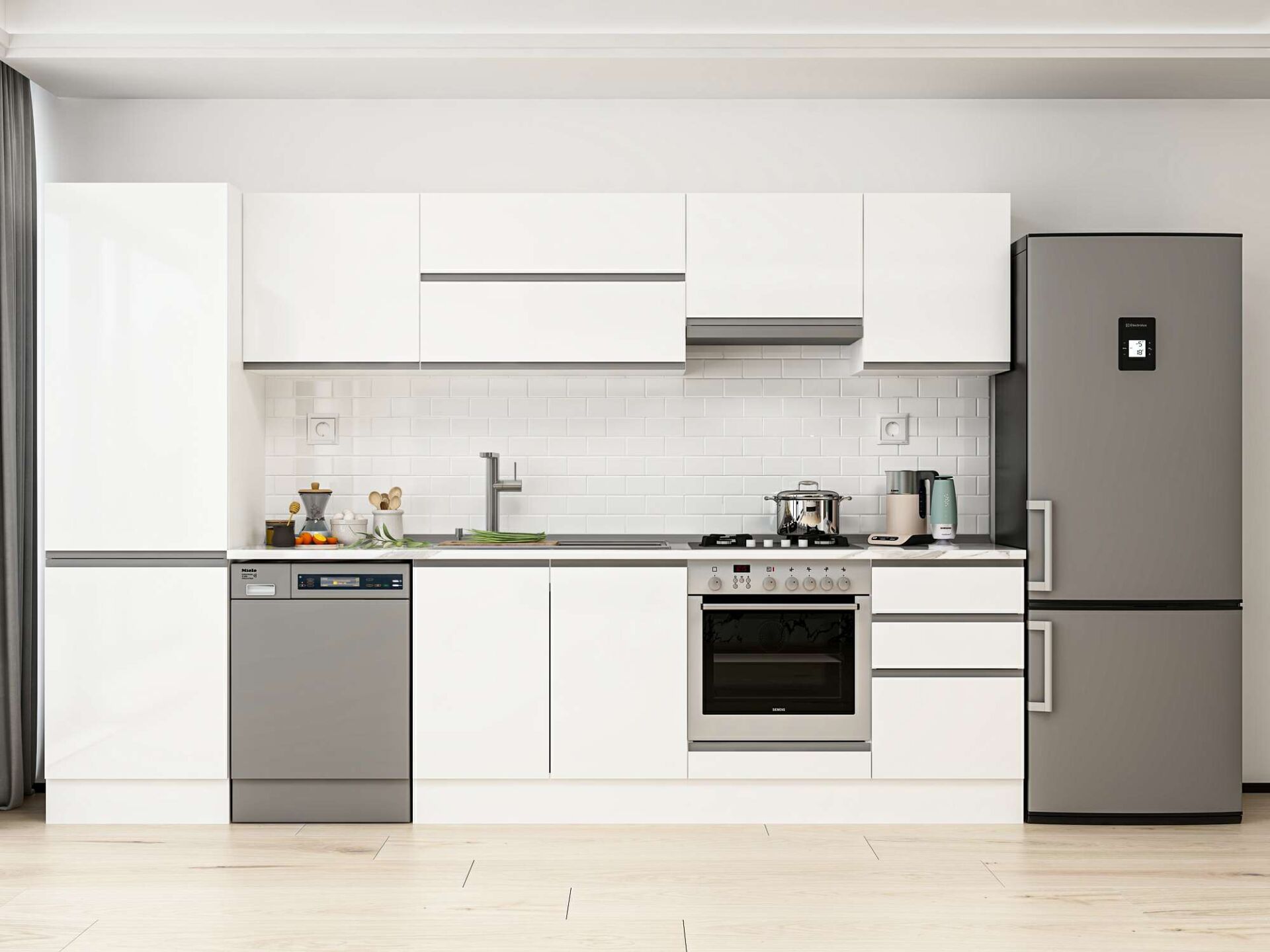 Alvinka 320X210 Cm High Gloss Mutfak Dolabı Mb-E90B60S50-1 High Gloss | Beyaz - Mdf