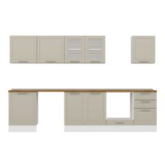 Alvinka 320X210 Cm Klasik Mebran Mutfak Dolabı M-E90S60S50-3 Mebran | Kumtaşı - Suntalam