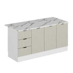 Alvinka 180 Cm Mbr_B Ada Mutfak Dolabı Beyaz Kumtaşı