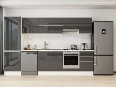 Alvinka 320X210 Cm High Gloss Mutfak Dolabı Mb-E90B60S50-1 High Gloss | Antrasit - Suntalam