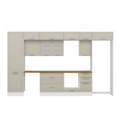 Alvinka 385X240 Cm Klasik Mebran Mutfak Dolabı Mbb-E80B60S45-3 Mebran | Kumtaşı - Mdf