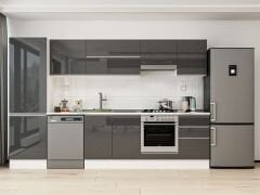 Alvinka 320X210 Cm High Gloss Mutfak Dolabı Mb-E90B60S50-1 High Gloss | Antrasit - Mdf