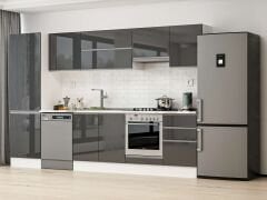 Alvinka 320X210 Cm High Gloss Mutfak Dolabı Mb-E90B60S50-1 High Gloss | Antrasit - Mdf