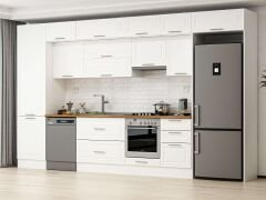 Alvinka 390X240 Cm Klasik Mebran Mutfak Dolabı Mbb-E80B60S50-1 Mebran | Beyaz - Suntalam