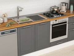 Alvinka 320X210 Cm Klasik Mebran Mutfak Dolabı M-E90S60S50-3 Mebran | Antrasit - Mdf