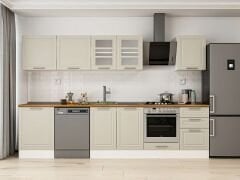 Alvinka 320X210 Cm Klasik Mebran Mutfak Dolabı M-E90S60S50-3 Mebran | Kumtaşı - Mdf