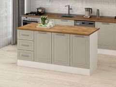 Alvinka 180 Cm Mbr_C Ada Mutfak Dolabı Beyaz Kumtaşı