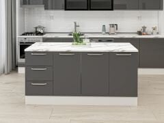 Alvinka 180 Cm Düz Ada Mutfak Dolabı Beyaz Antrasit