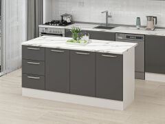 Alvinka 180 Cm Düz Ada Mutfak Dolabı Beyaz Antrasit