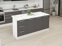 Alvinka 180 Cm Düz Ada Mutfak Dolabı Beyaz Antrasit