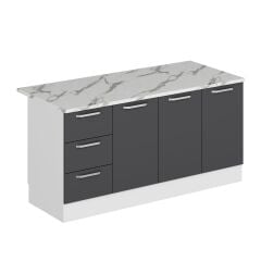 Alvinka 180 Cm Düz Ada Mutfak Dolabı Beyaz Antrasit