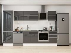 Alvinka 320X210 Cm High Gloss Mutfak Dolabı Mb-E90B60S50-2 High Gloss | Antrasit - Suntalam