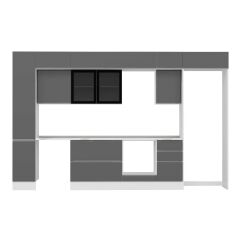 Alvinka 365X240 Cm High Gloss Mutfak Dolabı Mbb-E80B40S45-3 High Gloss | Antrasit - Suntalam