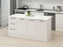 Alvinka 180 Cm Düz Ada Mutfak Dolabı Beyaz Beyaz