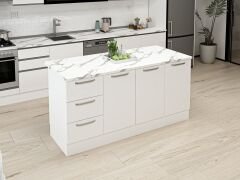 Alvinka 180 Cm Düz Ada Mutfak Dolabı Beyaz Beyaz