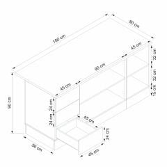 Alvinka 180 Cm Düz Ada Mutfak Dolabı Beyaz Beyaz