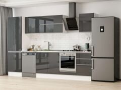 Alvinka 320X210 Cm High Gloss Mutfak Dolabı Mb-E90B60S50-2 High Gloss | Antrasit - Mdf