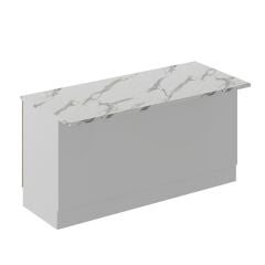 Alvinka 180 Cm Düz Ada Mutfak Dolabı Beyaz Dore