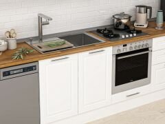 Alvinka 330X210 Cm Klasik Mebran Mutfak Dolabı M-E90S60S60-1 Mebran | Beyaz - Mdf