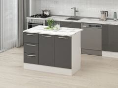 Alvinka 120 Cm Düz Ada Mutfak Dolabı Beyaz Antrasit