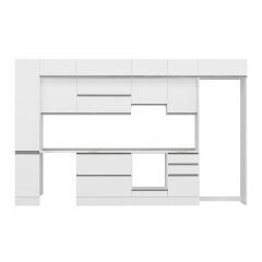 Alvinka 370X240 Cm High Gloss Mutfak Dolabı Mbb-E80B40S50-1 High Gloss | Beyaz - Mdf