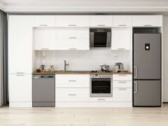 Alvinka 390X240 Cm Klasik Mebran Mutfak Dolabı Mbb-E80B60S50-2 Mebran | Beyaz - Suntalam