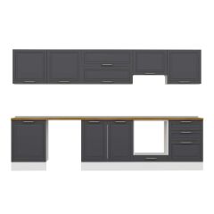 Alvinka 330X210 Cm Klasik Mebran Mutfak Dolabı M-E90S60S60-1 Mebran | Antrasit - Mdf