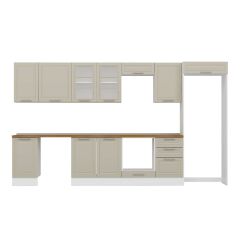 Alvinka 385X222 Cm Klasik Mebran Mutfak Dolabı Mb-E90S45S50-3 Mebran | Kumtaşı - Suntalam