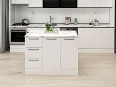 Alvinka 120 Cm Düz Ada Mutfak Dolabı Beyaz Beyaz