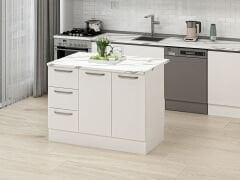 Alvinka 120 Cm Düz Ada Mutfak Dolabı Beyaz Beyaz