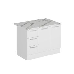 Alvinka 120 Cm Düz Ada Mutfak Dolabı Beyaz Beyaz