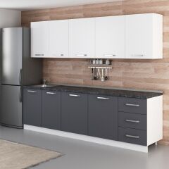 Minar 270 Cm Mutfak Dolabı Beyaz Antrasit 270-A2