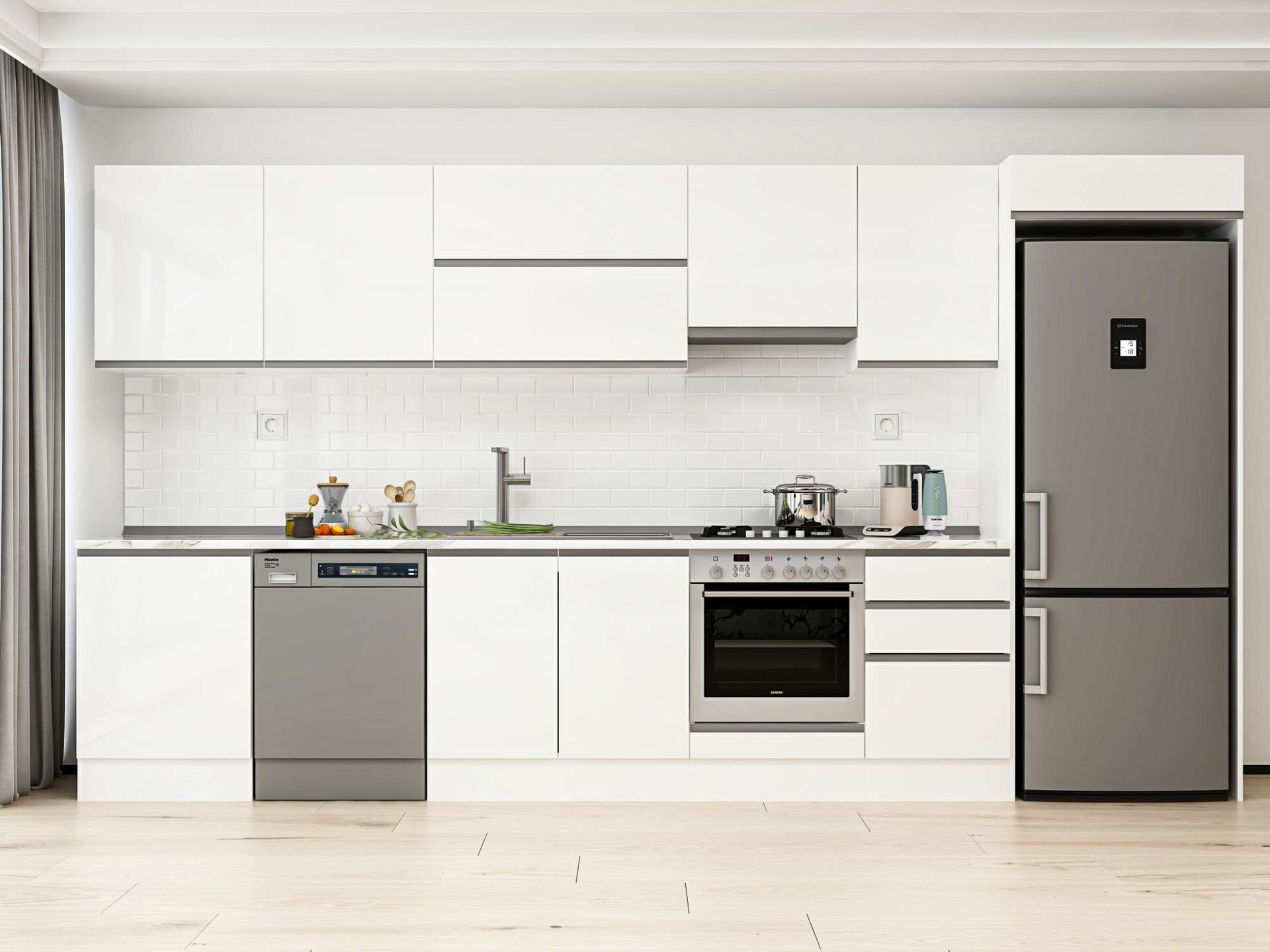 Alvinka 400X222 Cm High Gloss Mutfak Dolabı Mb-E90S60S50-1