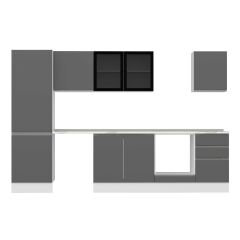 Alvinka 320X210 Cm High Gloss Mutfak Dolabı Mb-E90B60S50-3 High Gloss | Antrasit - Suntalam